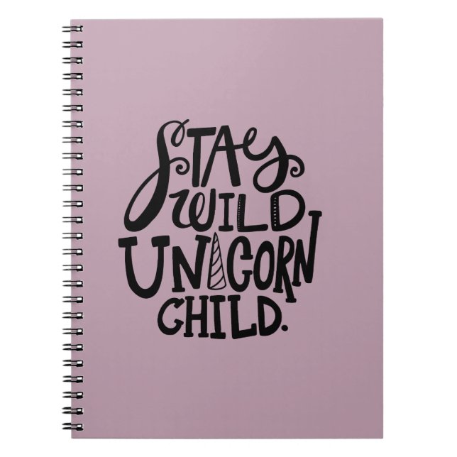 Lavender Purple Stay Wild Unicorn Notebook (Front)
