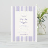 Lavender Purple Stripe Elegant Baby Shower Classic