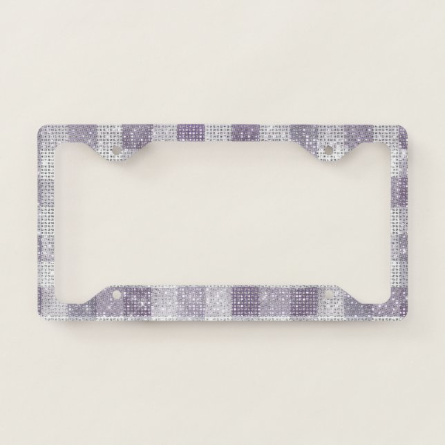 Lavender Purple Stripes Sparkle License Plate Frame (Front)
