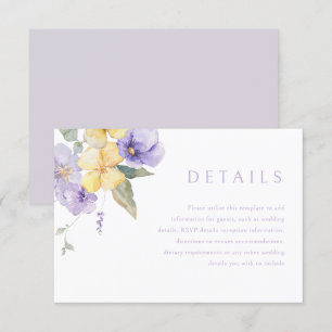 Lavender Purple & Sunshine Wedding Details Enclosure Card