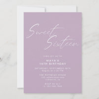 Lavender Purple Sweet Sixteen Lilac 16th Birthday