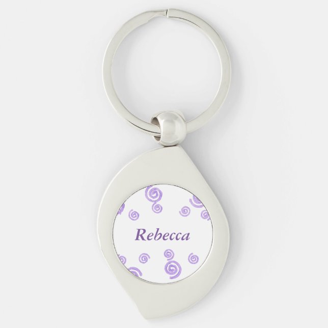 Lavender Purple Swirls Personalized Swirl Keychain (Front)