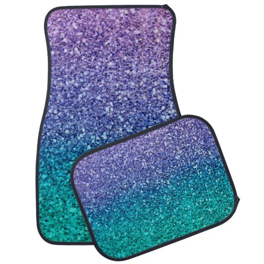 Lavender Purple Teal Aqua Green Sparkly Glitter Car Floor Mat