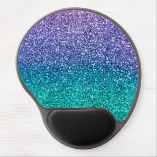 Lavender Purple & Teal Aqua Green Sparkly Glitter Gel Mouse Pad