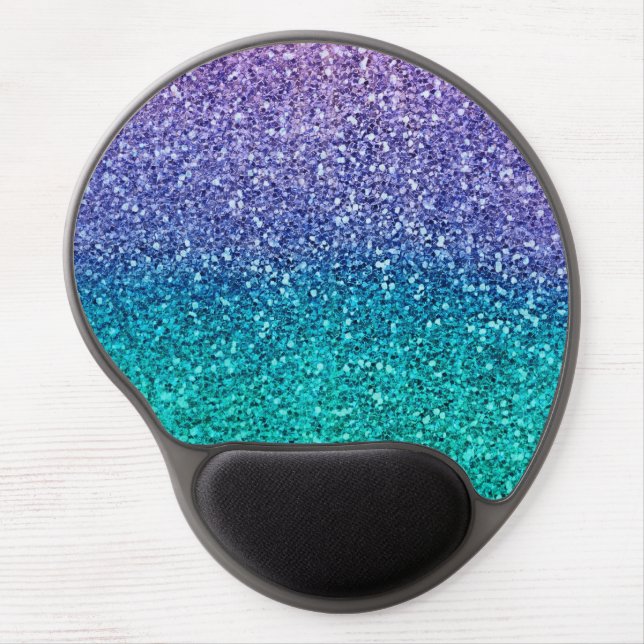 Lavender Purple & Teal Aqua Green Sparkly Glitter Gel Mouse Pad (Front)