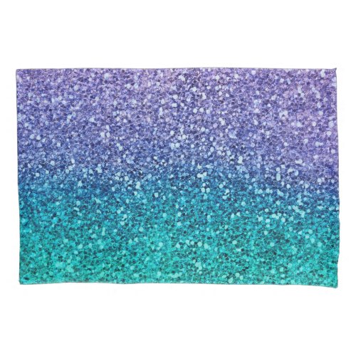 Lavender Purple  Teal Aqua Green Sparkly Glitter Pillow Case