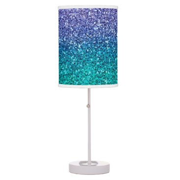 Lavender Purple & Teal Aqua Green Sparkly Glitter Table Lamp