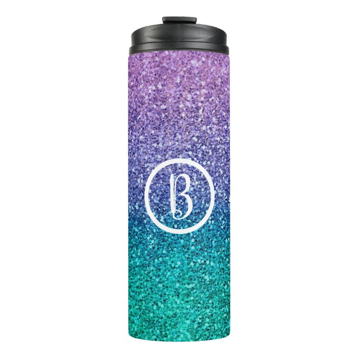 Lavender Purple & Teal Aqua Green Sparkly Glitter Thermal Tumbler ...