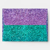 Lavender Purple & Teal Aqua Green Sparkly Party Envelope (Back (Top Flap))