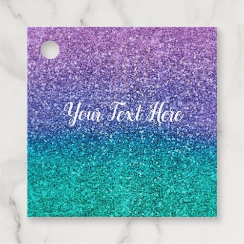 Lavender Purple  Teal Aqua Green Sparkly Party Favor Tags