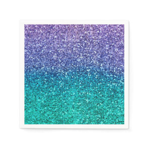Lavender Purple & Teal Aqua Green Sparkly Party Napkins