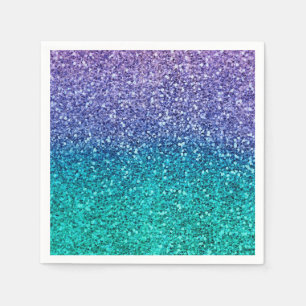 Lavender Purple & Teal Aqua Green Sparkly Party Napkins