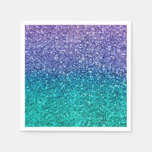 Lavender Purple  Teal Aqua Green Sparkly Party Napkins