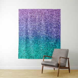 Lavender Purple & Teal Aqua Green Sparkly Party Tapestry