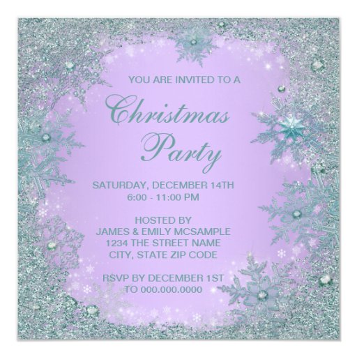 Lavender Purple Teal Blue Snowflake Christmas Card | Zazzle