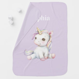 Lavender Purple Unicorn Personalized Baby Blanket