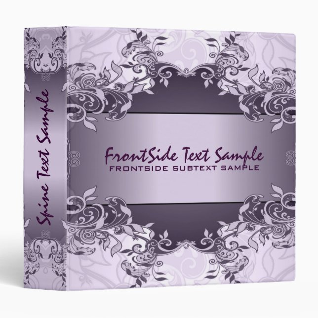 Lavender Purple Vintage Abstract Floral Design Binder (Front/Spine)