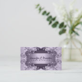 Lavender Purple Vintage Abstract Floral Design Business Card (Standing Front)
