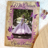 DIY Light Purple Gold Quince Scroll Invitations