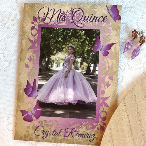 Lavender Purple Vintage Quinceanera Invitation