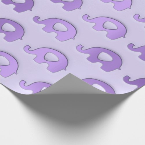 Lavender Purple Violet 3D Elephants Baby Wrapping Paper