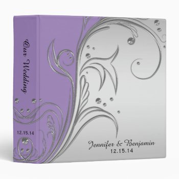 Lavender Purple Violet Gray Silver Scrolls Album Binder by dmboyce at Zazzle