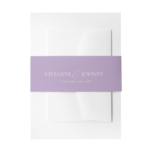 Lavender Purple Violet Wedding Invitation Belly Band (Front Example)