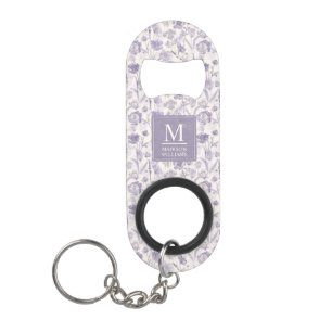 Lavender Purple Watercolor Floral Flowers Pattern Keychain Bottle Opener