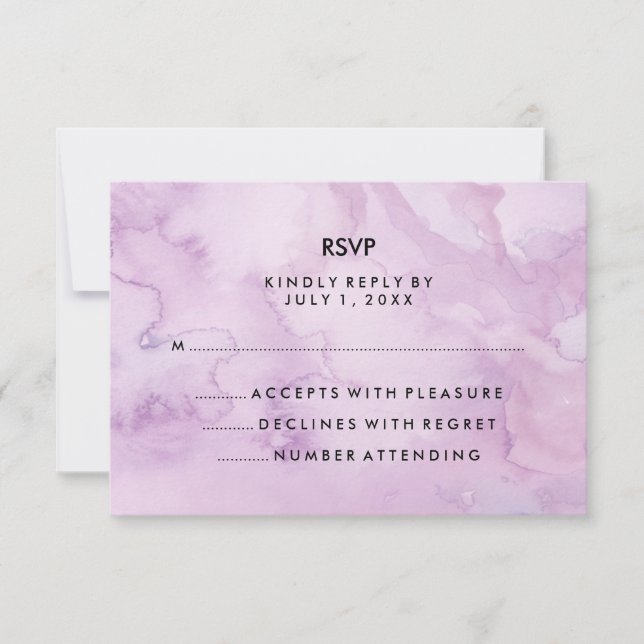 Lavender Purple Watercolor Look Bat Mitzvah RSVP (Front)