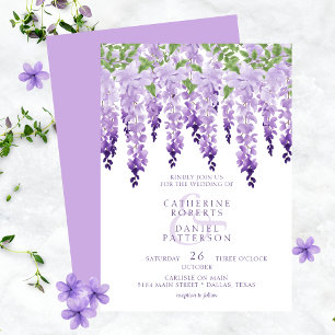 Lavender Purple Watercolor Wisteria Wedding Invitation