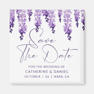 Lavender Purple Watercolor Wisteria Wedding Magnet