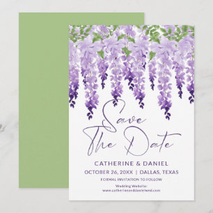 Lavender Purple Watercolor Wisteria Wedding Save The Date
