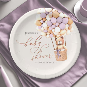 Lavender Purple We Can Bearly Wait! Baby Shower Paper Plates