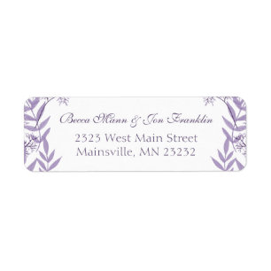 Lavender Purple Wedding Botanical Label