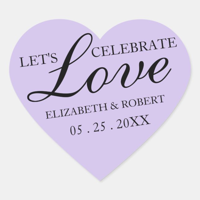 Lavender Purple Wedding Heart Stickers Invitations (Front)