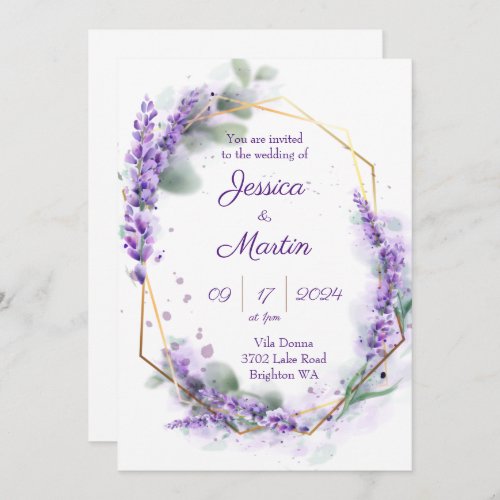 Lavender purple wedding invitation 