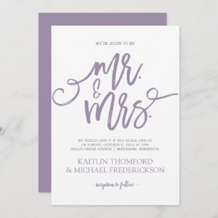 Lavender-Purple Wedding Invitations Brush Script