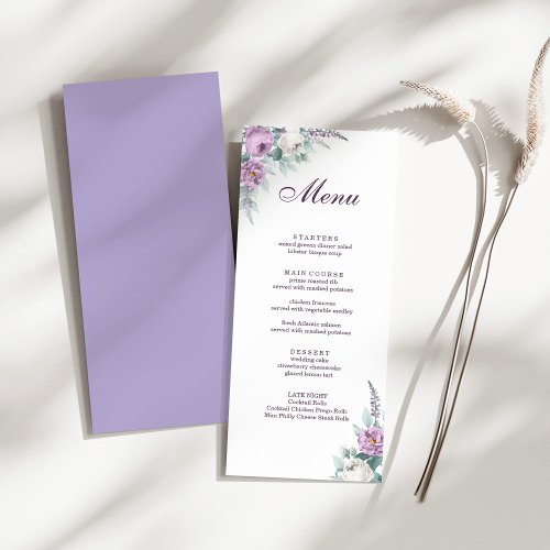 Lavender Purple Wedding Menu Card