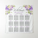 Lavender Purple  Wedding Seating Chart Welcome Tapestry at Zazzle