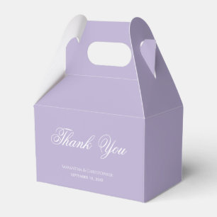 Lavender Purple Wedding Simple Script Thank You Favor Boxes