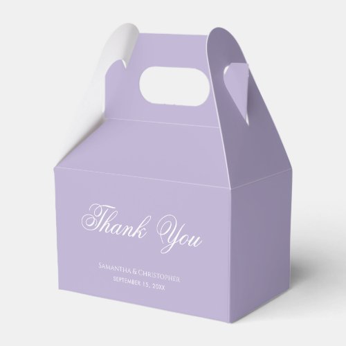 Lavender Purple Wedding Simple Script Thank You Favor Boxes