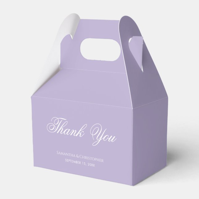 Lavender Purple Wedding Simple Script Thank You  Favor Boxes (Front Side)