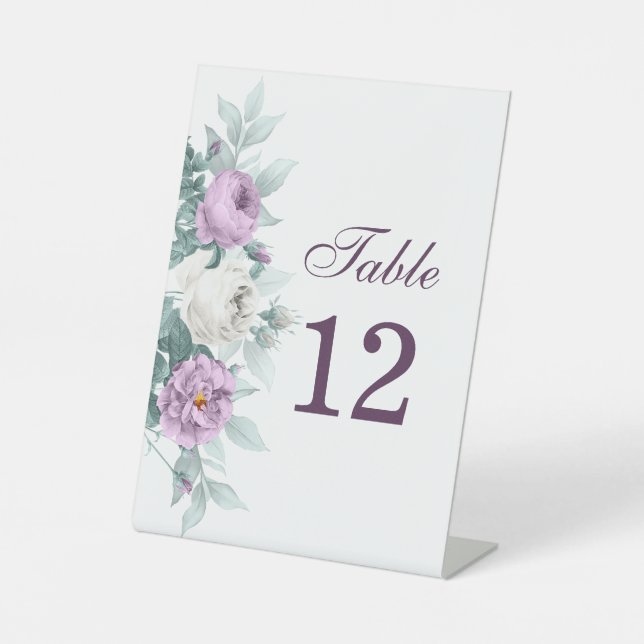 Lavender Purple Wedding Table Number Sign (Front)