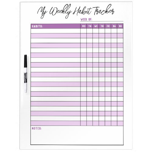 Lavender Purple Weekly Habit Tracker Dry Erase Board