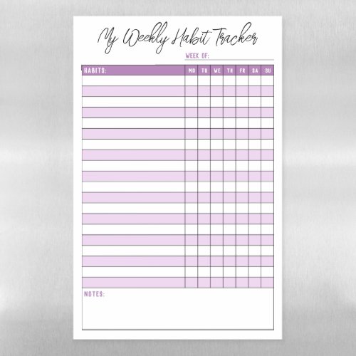 Lavender Purple Weekly Habit Tracker Magnetic Dry Erase Sheet