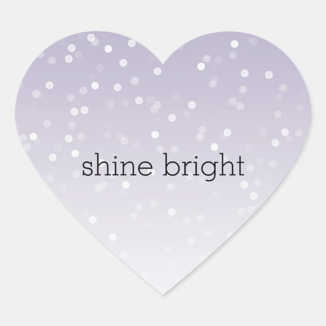 Lavender Purple White Bokeh Confetti Heart Sticker (Front)