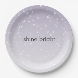 Lavender Purple White Bokeh Confetti Paper Plates