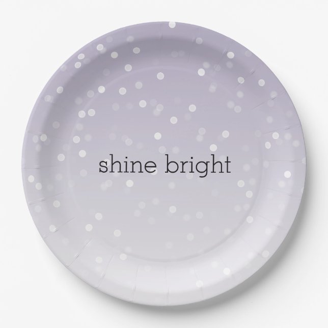 Lavender Purple White Bokeh Confetti Paper Plates (Front)