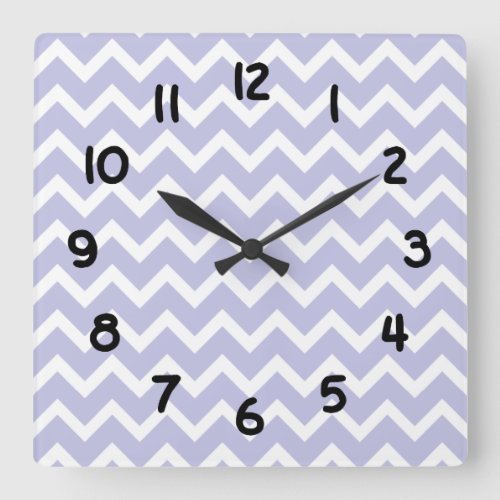 Lavender purple white Chevron Clock