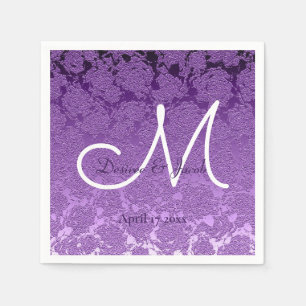 Lavender Purple White Elegant Wedding Monogram Napkins